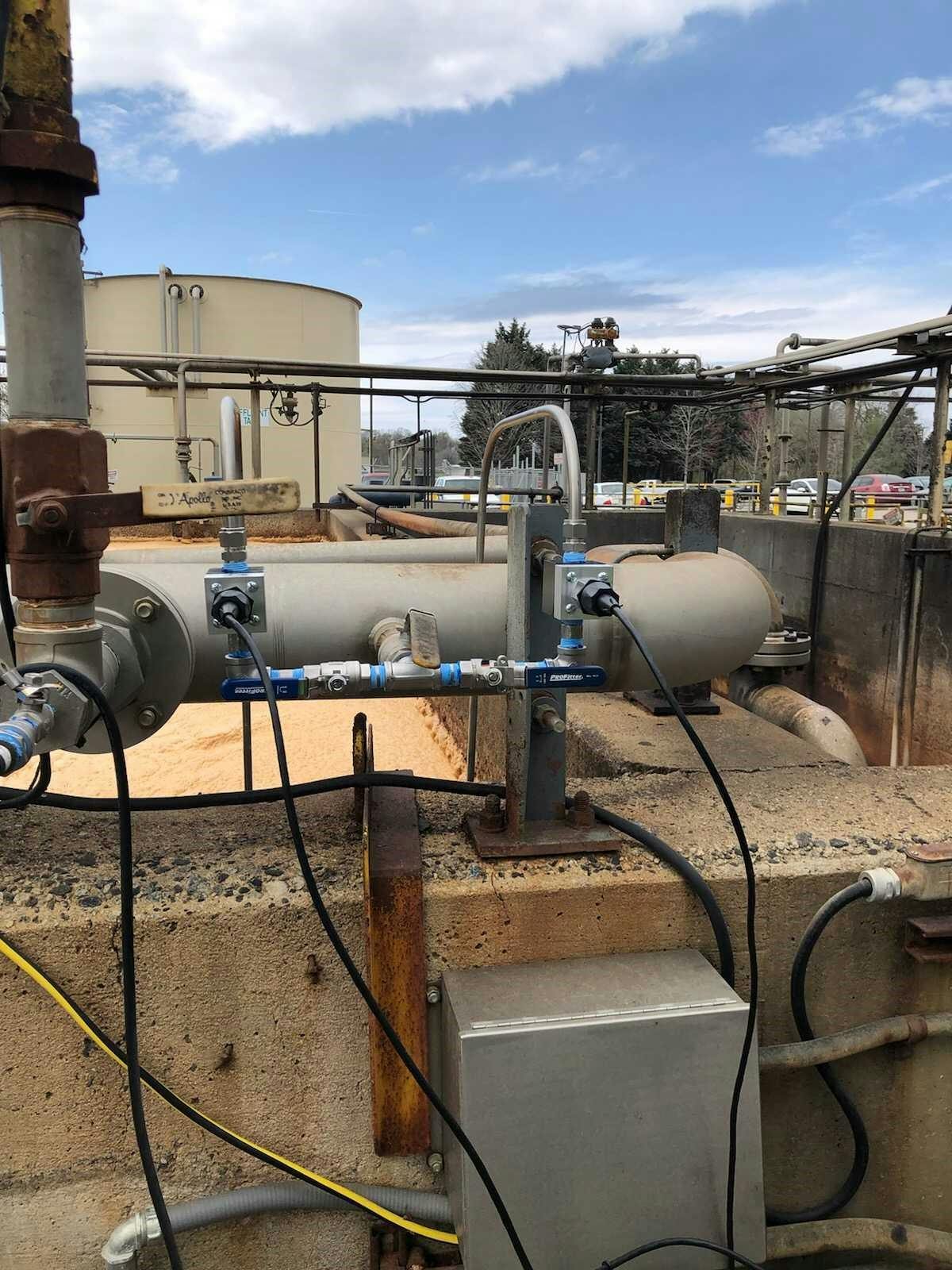 First generation H2Ok sensors deployed at a customer site to measure Fats, Oils, and Grease (FOG) in wastewater